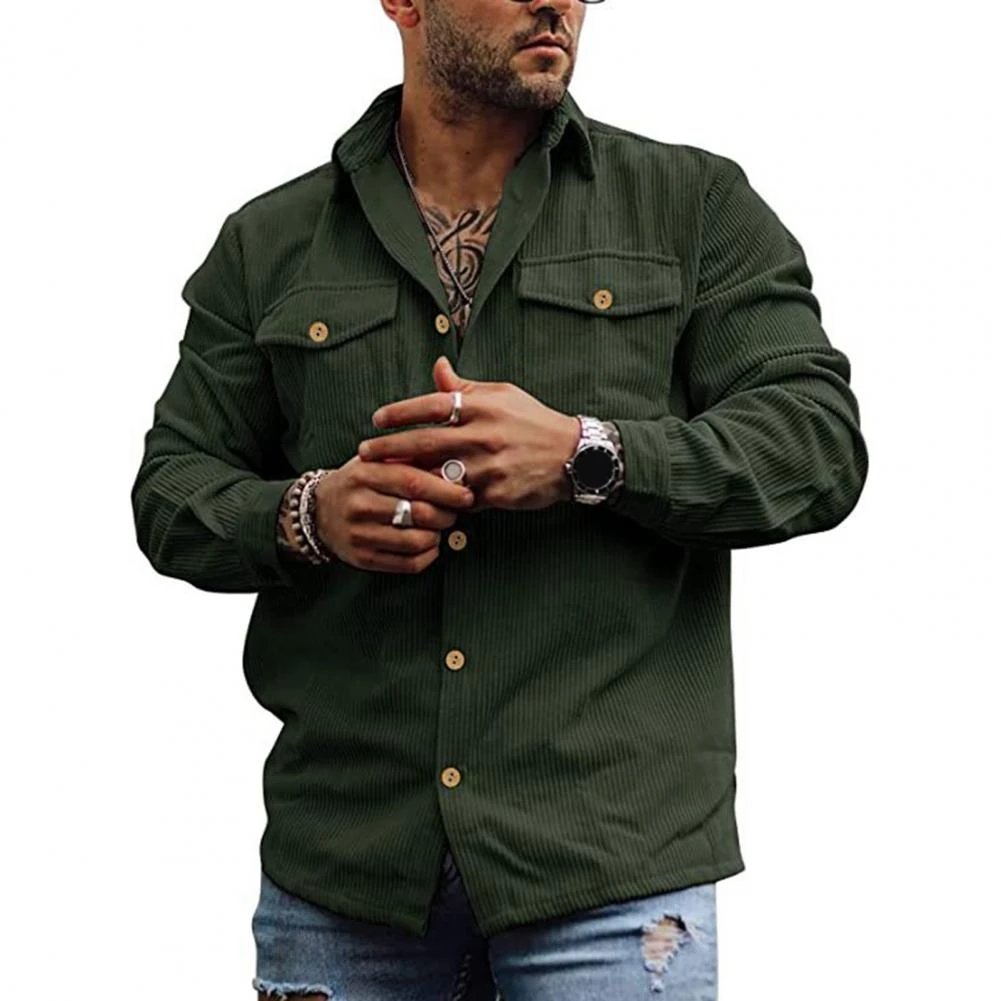 Men Shirt Fashion Turn-down Collar Soft Autumn Tops Buttons Cardigan Men Tops Customized men's jacket