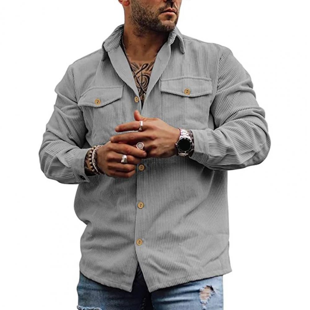 Men Shirt Fashion Turn-down Collar Soft Autumn Tops Buttons Cardigan Men Tops Customized men's jacket