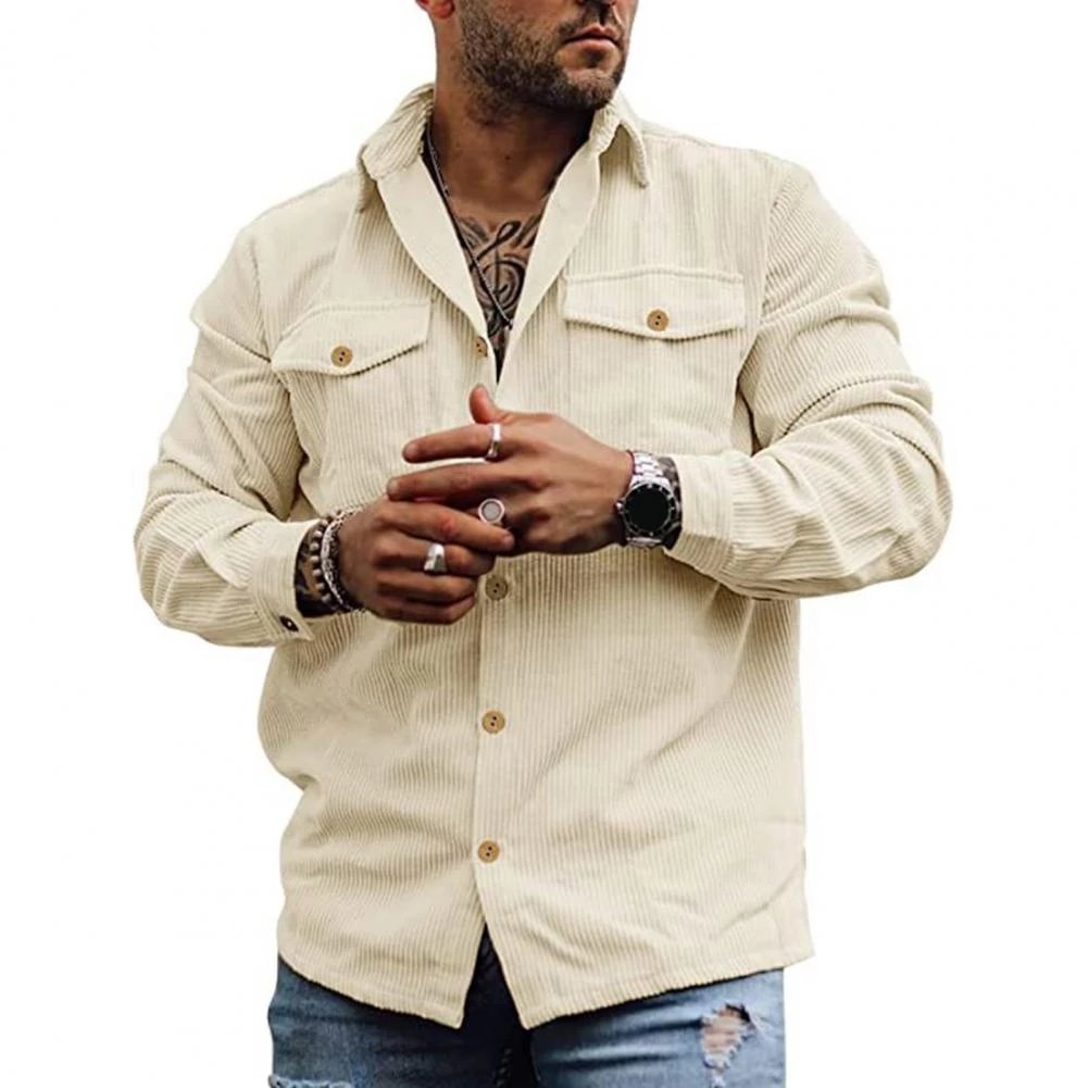 Men Shirt Fashion Turn-down Collar Soft Autumn Tops Buttons Cardigan Men Tops Customized men's jacket