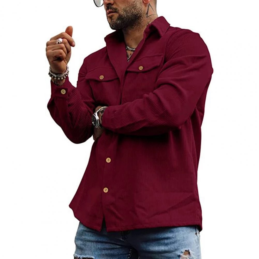 Men Shirt Fashion Turn-down Collar Soft Autumn Tops Buttons Cardigan Men Tops Customized men's jacket