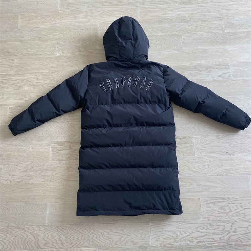 2022 Winter Men's Trapstar Jacket Puffer Oversized Lrongate Top Quality Embroidered Women's Coat Super Long Super Thick Warmth