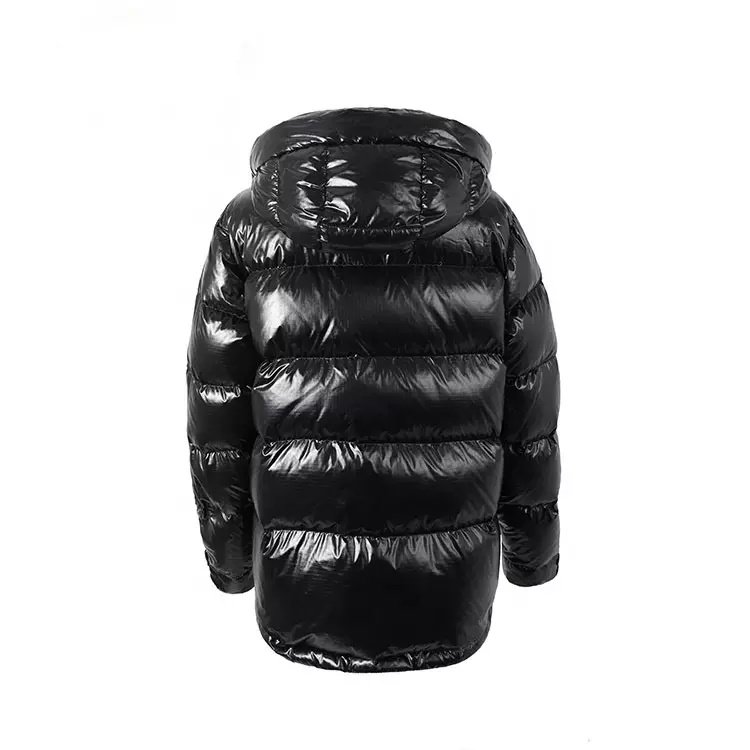 Fashion goose down feather shiny bubble men's puffer jacket