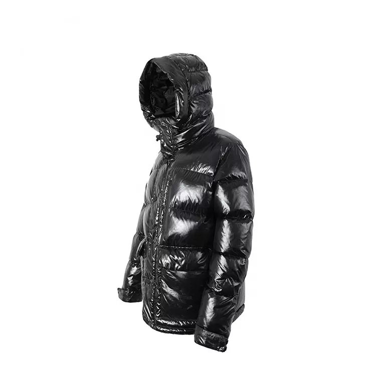Fashion goose down feather shiny bubble men's puffer jacket