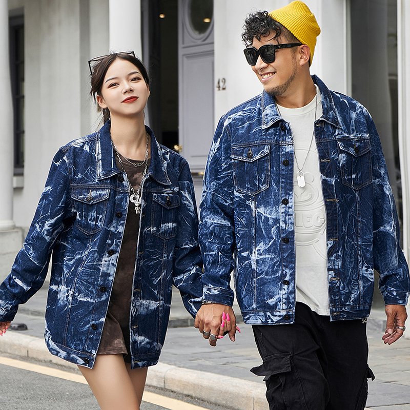 Soft Men's Jackets Unisex Streetwear Custom Printed Men's Jeans Embroidered Distressed Clothing Men's Denim Jackets