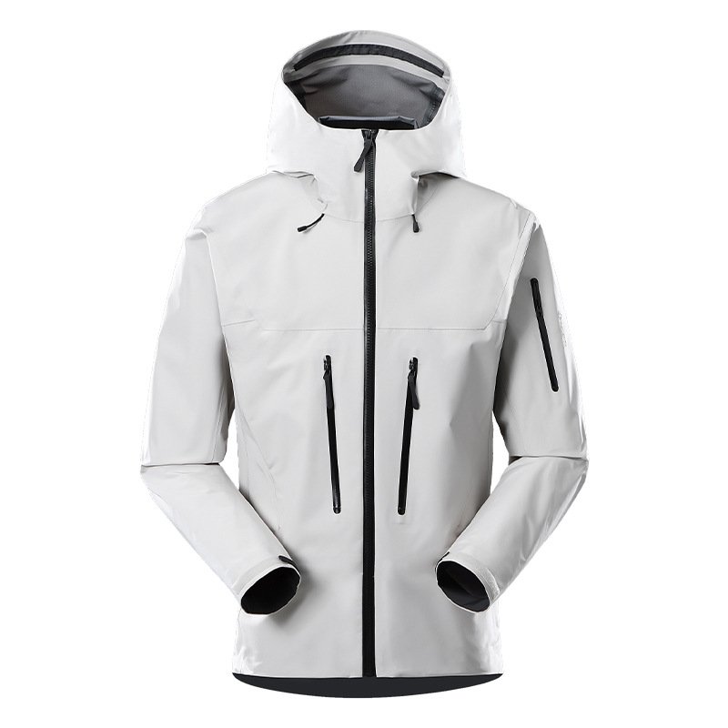 Men's Long Waterproof Anti-UV Hooded Jacket Windproof Hard Shell for Outdoor Mountaineering Climbing Hiking and Rain Climbing
