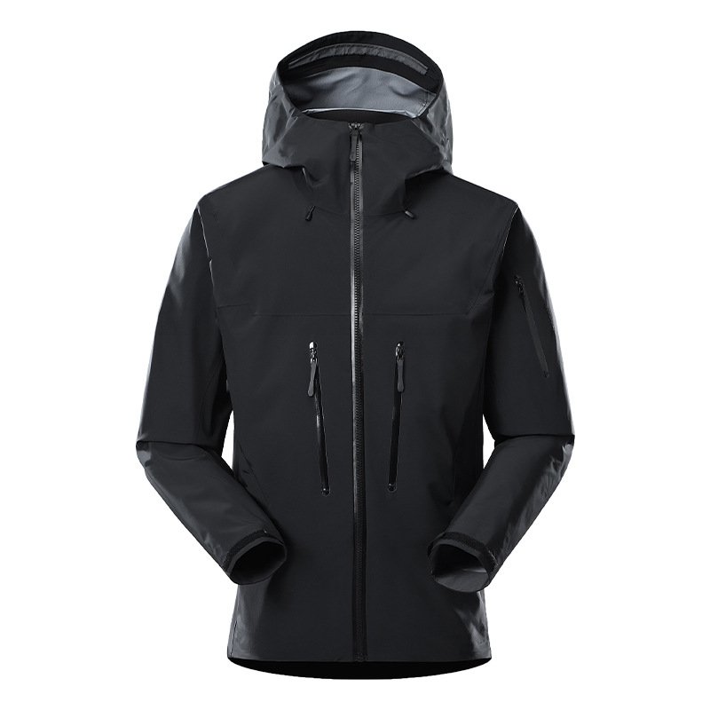 Men's Long Waterproof Anti-UV Hooded Jacket Windproof Hard Shell for Outdoor Mountaineering Climbing Hiking and Rain Climbing
