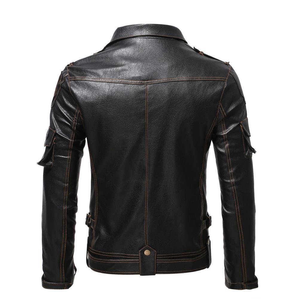 New style men irregular zipper motorcycle leather jacket plus size top quality waterproof windproof genuine leather jacket coat