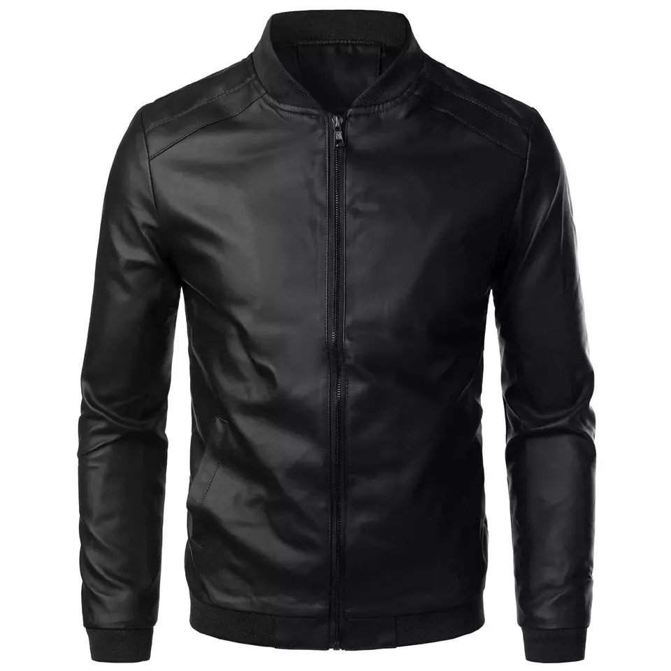 2023 Hot Sell Custom plus size men's jackets new Fashion mens Black Leather Jacket wholesale best selling design jackets