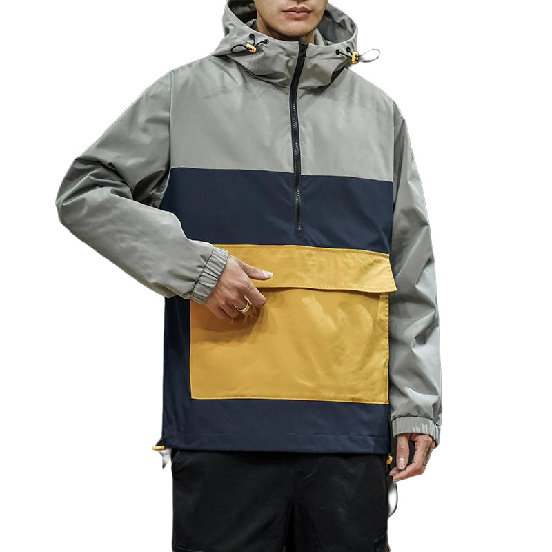 Autumn Men's Sports Anorak Windbreaker Jacket Custom OEM Nylon Polyester Plus Size Waterproof Fur Decoration Hood Collar Summer