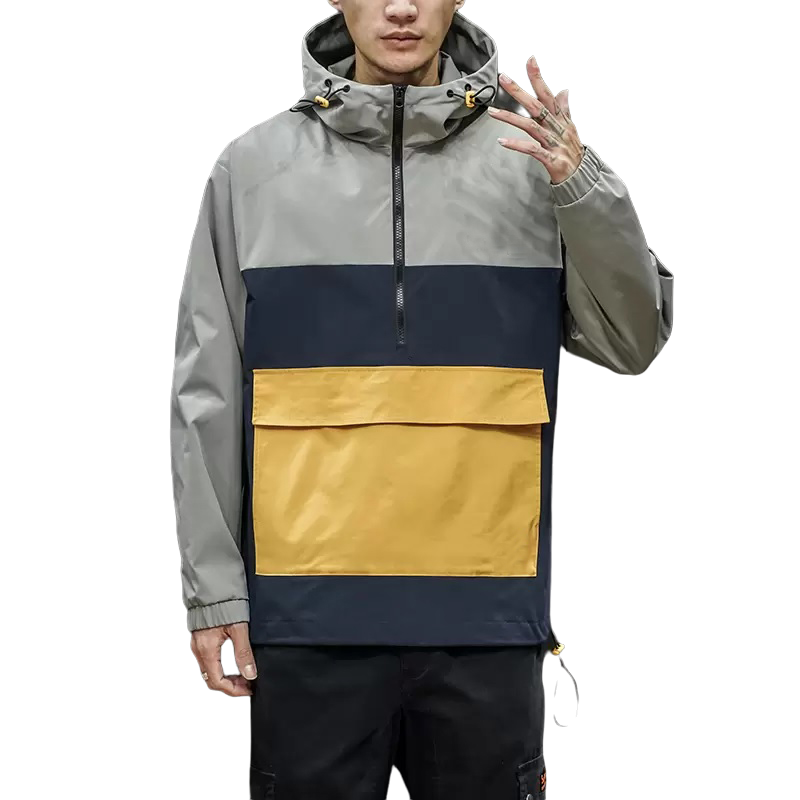 Autumn Men's Sports Anorak Windbreaker Jacket Custom OEM Nylon Polyester Plus Size Waterproof Fur Decoration Hood Collar Summer