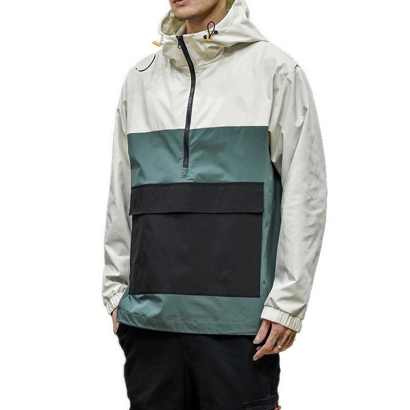 Autumn Men's Sports Anorak Windbreaker Jacket Custom OEM Nylon Polyester Plus Size Waterproof Fur Decoration Hood Collar Summer