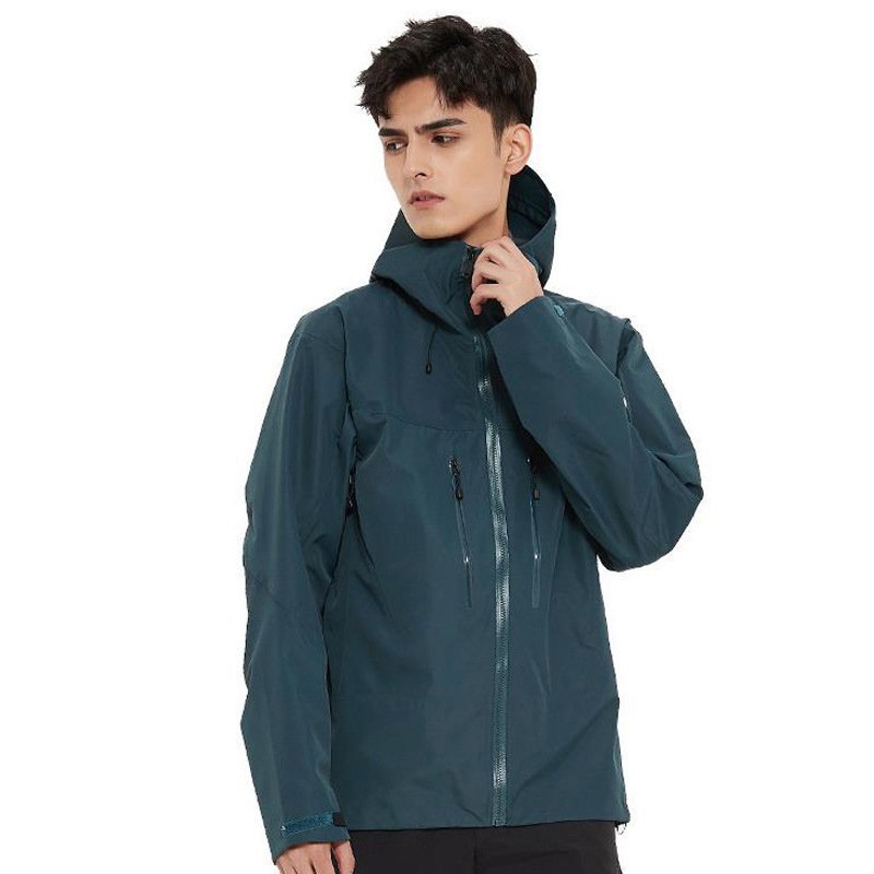 Men's Outdoor Varsity Jacket Mountain Windproof Waterproof Breathable Hard Shell 3-Layer Fishing Rain Jacket Plus Size Tactical