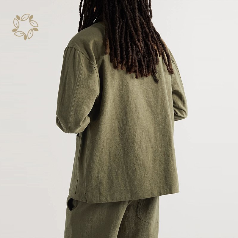 100% Linen jacket for men eco friendly mens linen jacket long sleeve sustainable men canvas jacket