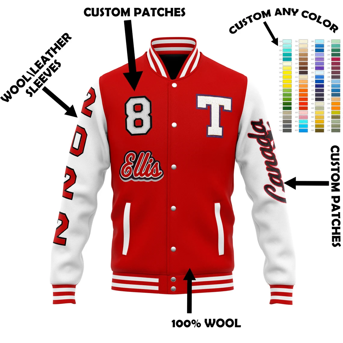 Causal Slim Fit Cotton Bomber Jackets Letterman Boys College Varsity Jackets Custom Men's Fashion Winter Jacket Stand Casual