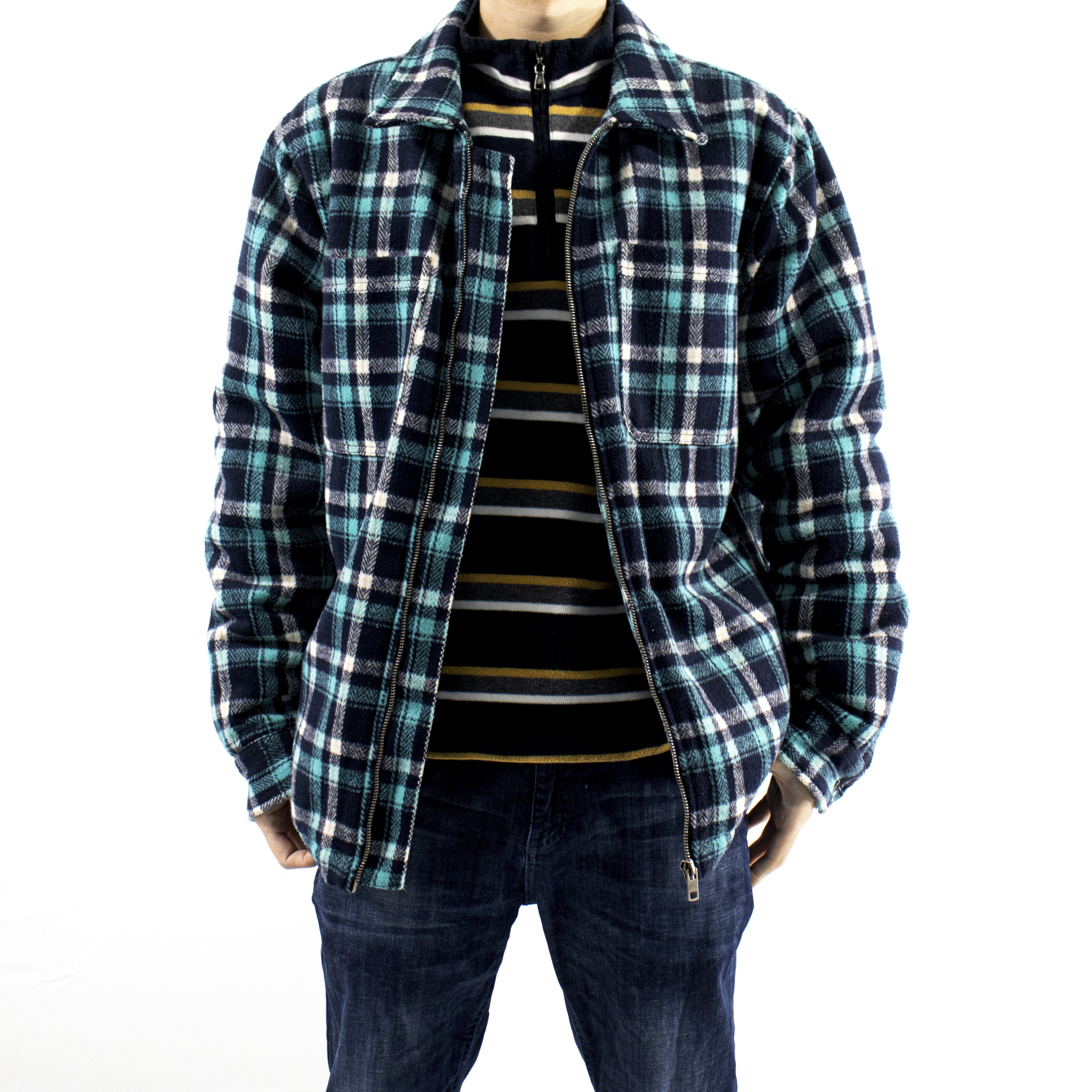 Vintage High Quality Men's Sherpa Flannel Shirt Jacket Big Size Plaid Heavy Lined Flannel Shirt Jacket For Men