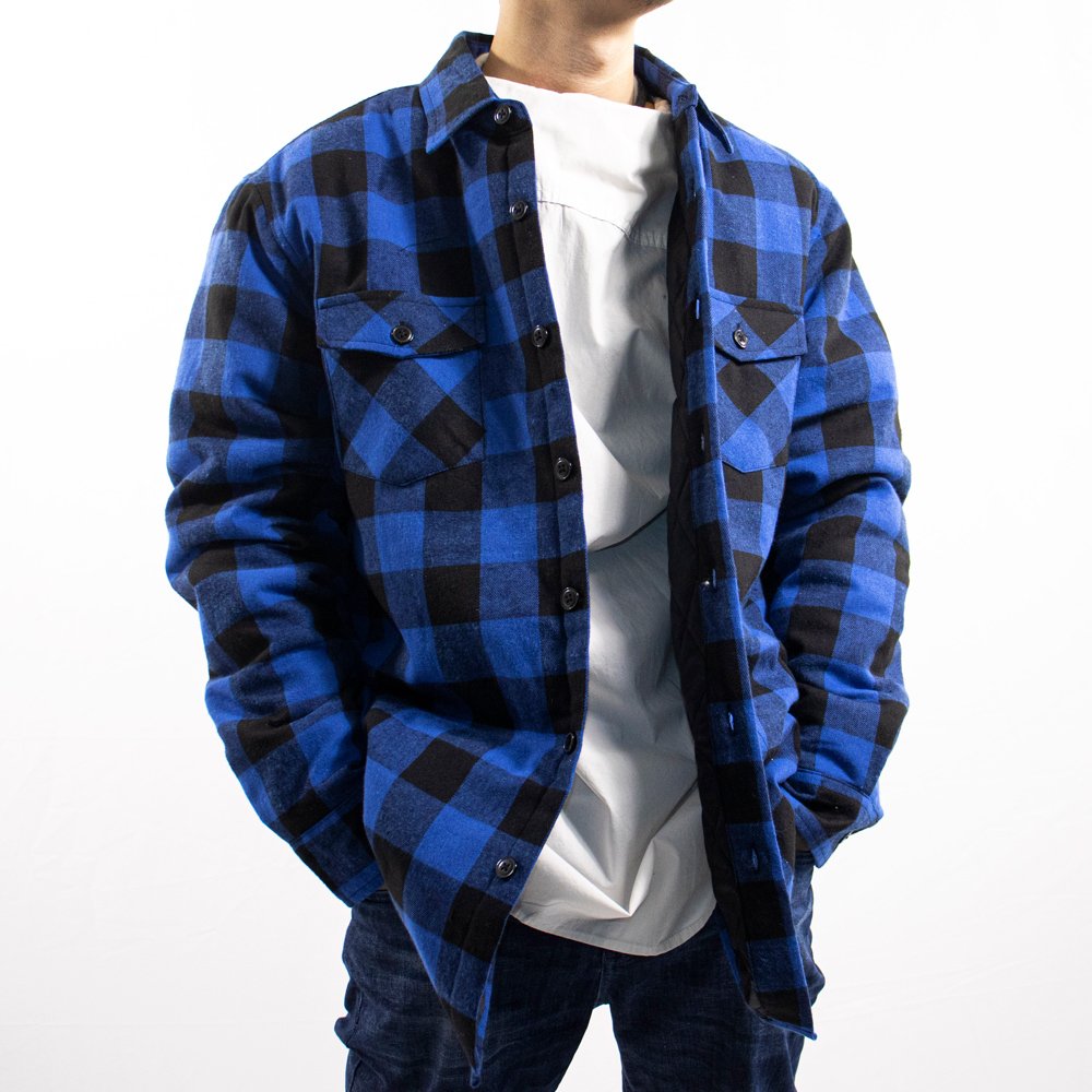 Vintage High Quality Men's Sherpa Flannel Shirt Jacket Big Size Plaid Heavy Lined Flannel Shirt Jacket For Men