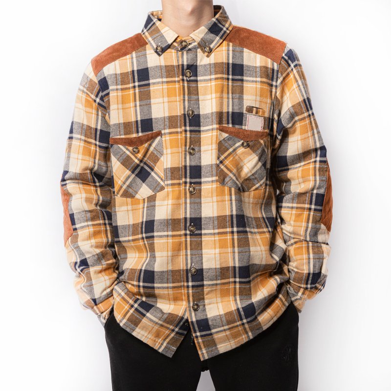 Vintage High Quality Men's Sherpa Flannel Shirt Jacket Big Size Plaid Heavy Lined Flannel Shirt Jacket For Men