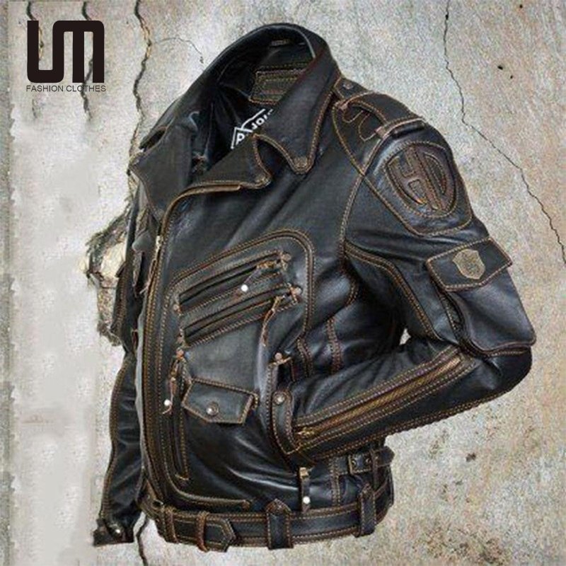 Liu Ming Fashion Winter Men Casual Pu Leather Slim Pocket Zipper Jacket Plus Size Coats