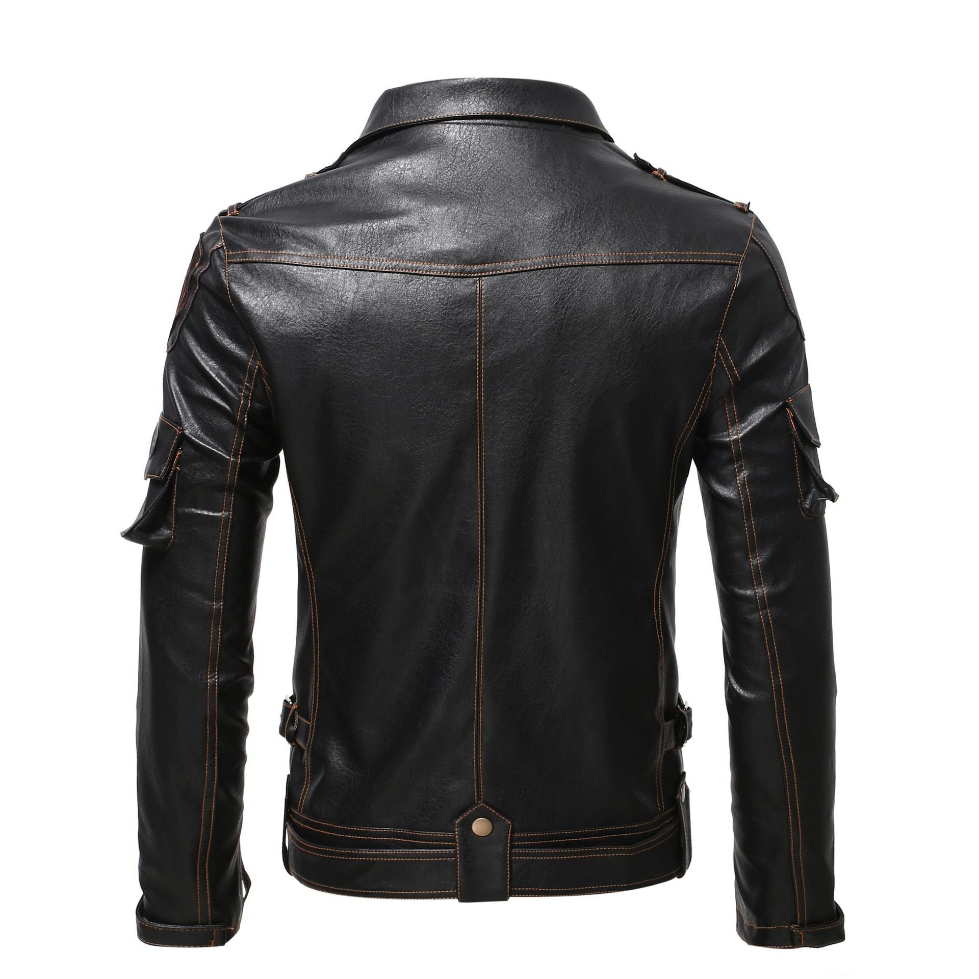 Liu Ming Fashion Winter Men Casual Pu Leather Slim Pocket Zipper Jacket Plus Size Coats