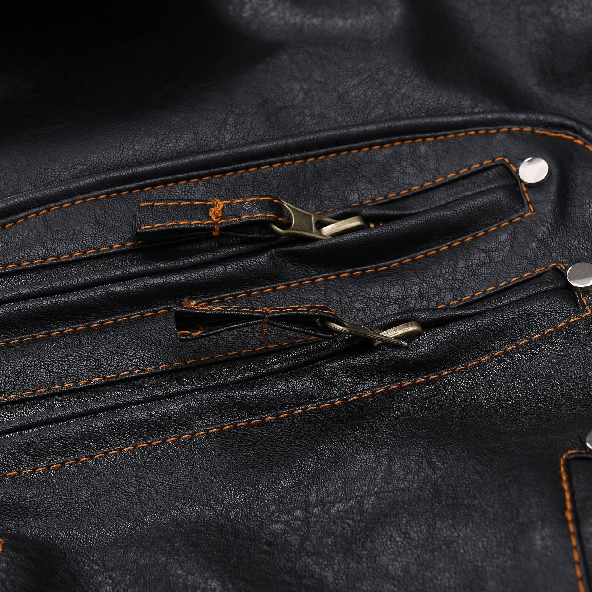 Liu Ming Fashion Winter Men Casual Pu Leather Slim Pocket Zipper Jacket Plus Size Coats