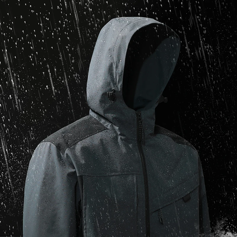 Wholesale Men's Customized Rain Jacket Windproof Waterproof Breathable 100% Polyester Lining Work Style Outdoor Jackets OEM Logo