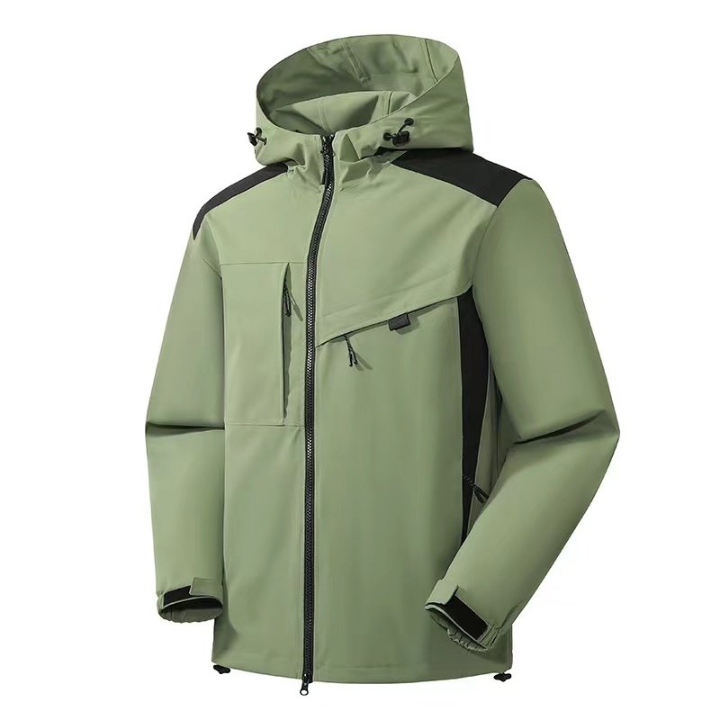 Wholesale Men's Customized Rain Jacket Windproof Waterproof Breathable 100% Polyester Lining Work Style Outdoor Jackets OEM Logo
