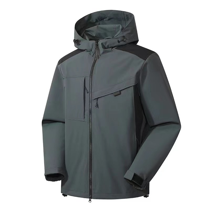 Wholesale Men's Customized Rain Jacket Windproof Waterproof Breathable 100% Polyester Lining Work Style Outdoor Jackets OEM Logo