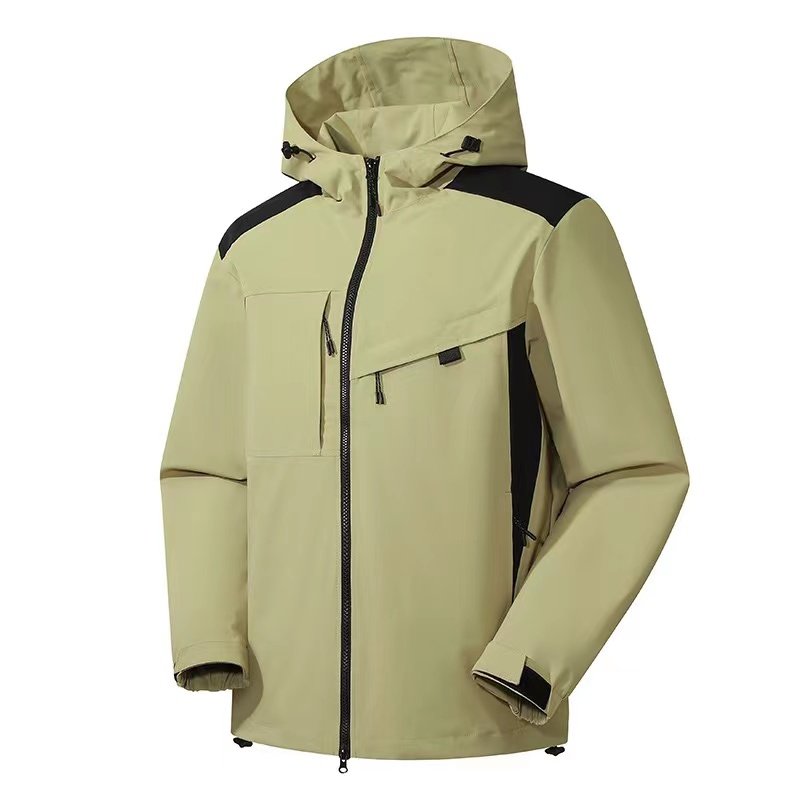 Wholesale Men's Customized Rain Jacket Windproof Waterproof Breathable 100% Polyester Lining Work Style Outdoor Jackets OEM Logo