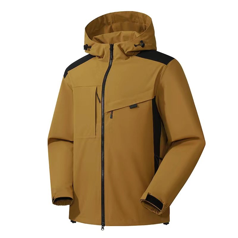 Wholesale Men's Customized Rain Jacket Windproof Waterproof Breathable 100% Polyester Lining Work Style Outdoor Jackets OEM Logo