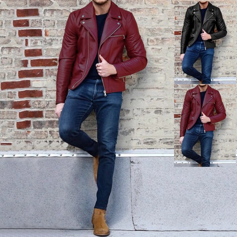 custom baseball Jacket Men's Fashion Motorcycle Jacket Best-selling High quality plus size men PU leather jacket