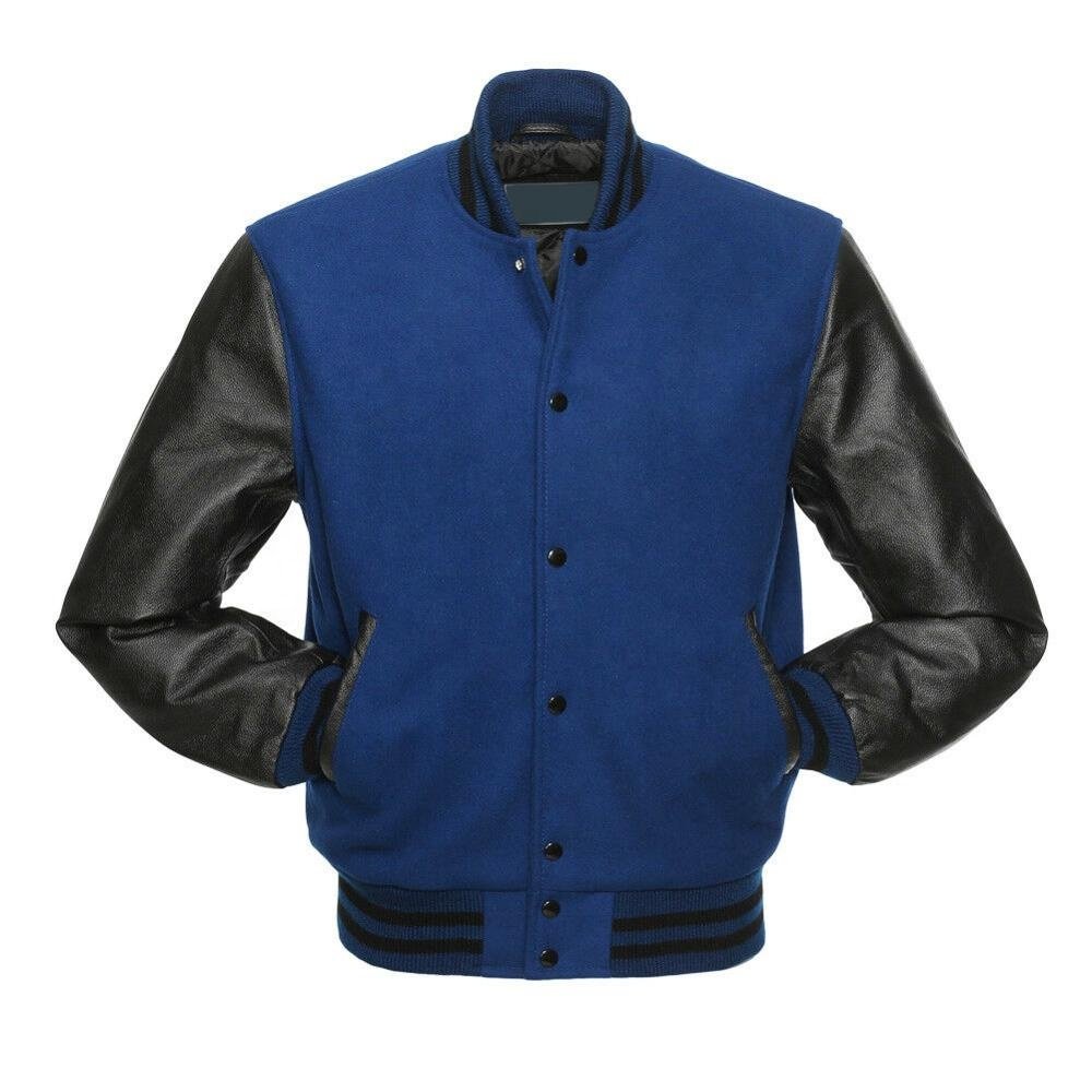 Custom chenille embroidery leather sleeve baseball letterman varsity jacket for men varsity jacket leather sleeves