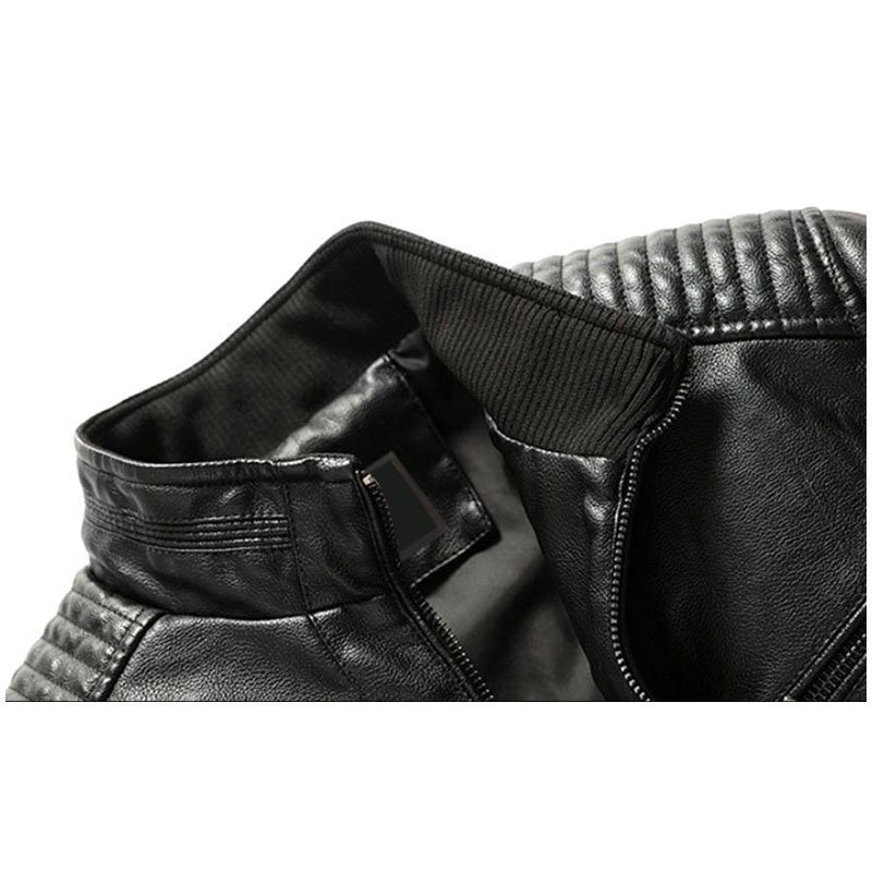 Men's High Quality PU Leather Jackets with Long Sleeves and Zipper Pockets Fur Style for Winter Sports Wearing New Condition