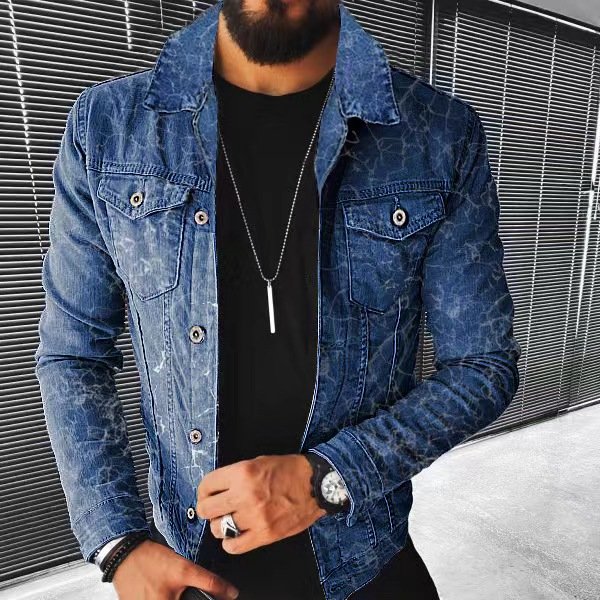 2022 fall winter ripped men's jacket plus size fashion riding jacket button down slim fit coat with pockets mens jacket jeans