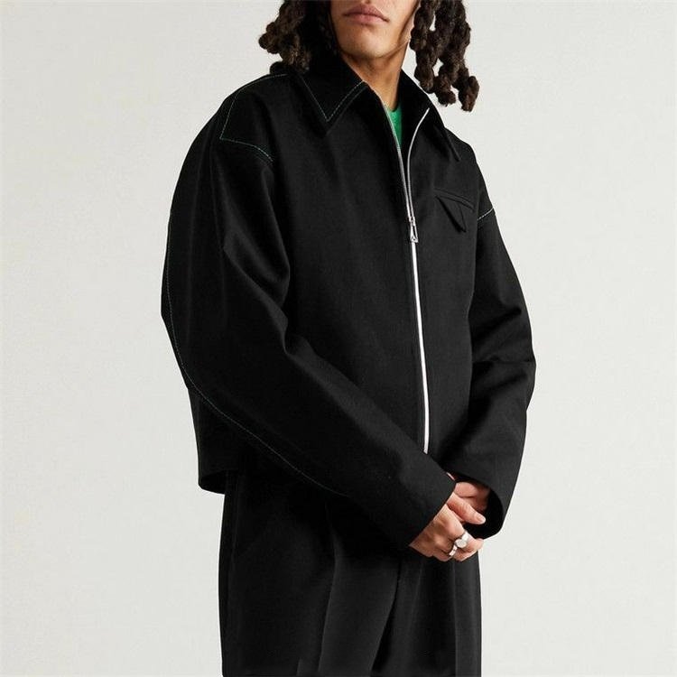 wholesale high quality custom embroidered cotton jacket zipper Black fashion Spring and Autumn series men's jacket