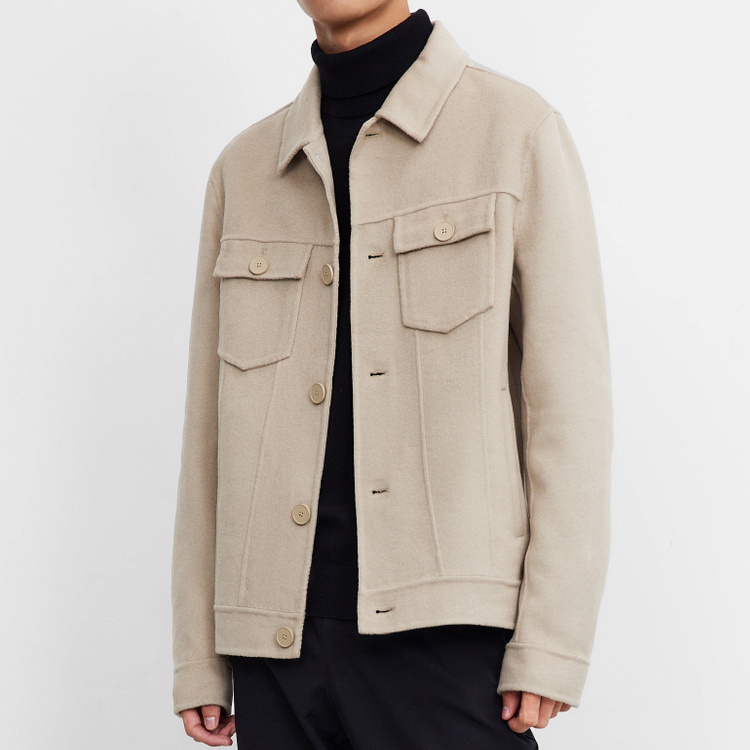 Men's Jacket Fall / Winter 2022 handmade double-sided wool lapel coat Business casual woolen coat