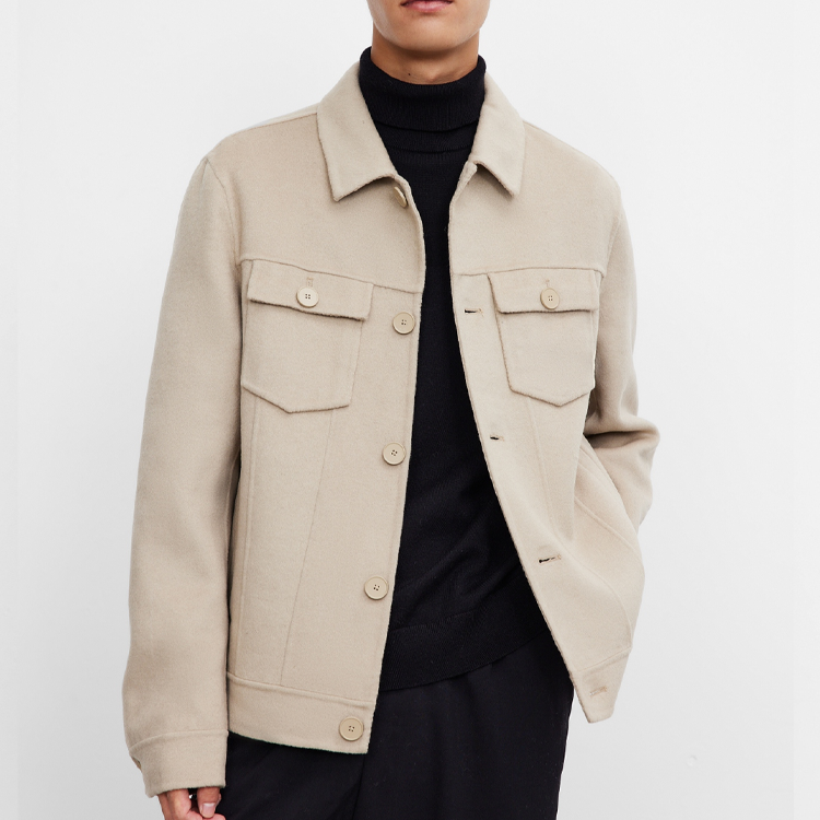 Men's Jacket Fall / Winter 2022 handmade double-sided wool lapel coat Business casual woolen coat