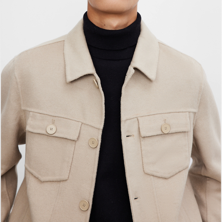 Men's Jacket Fall / Winter 2022 handmade double-sided wool lapel coat Business casual woolen coat