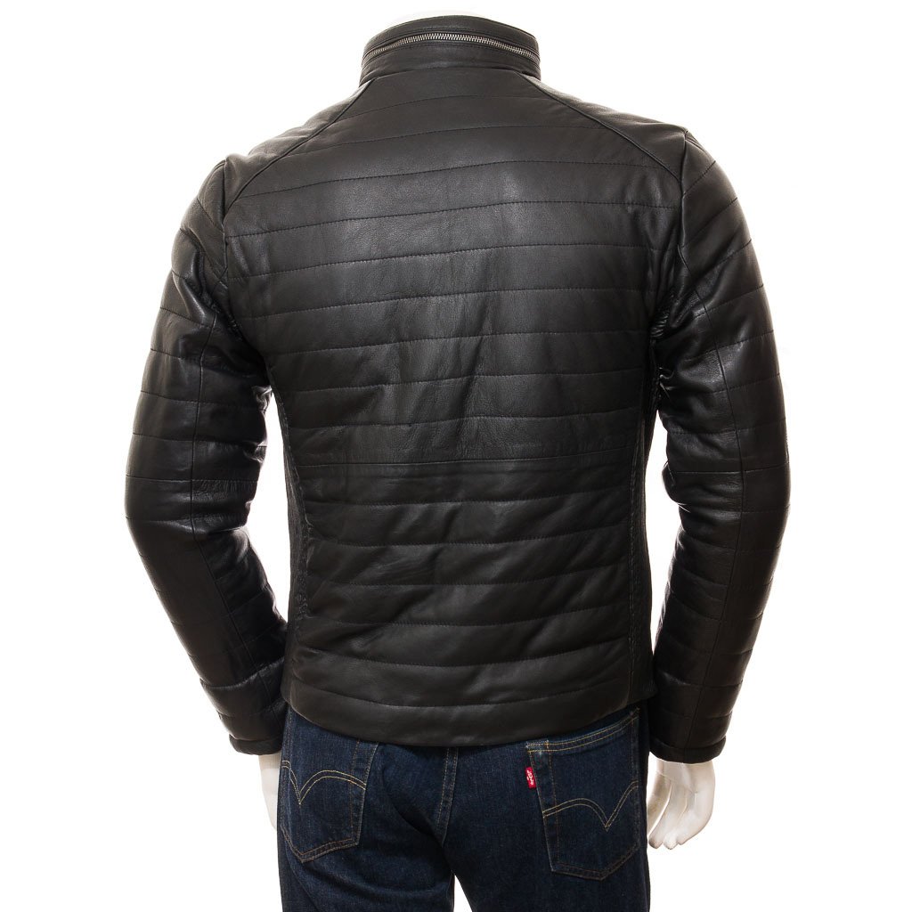 Motorcycle Fashion Embroidery Leather Jacket Black Men's Leather Jacket Customized puffer style fashion leather jacket