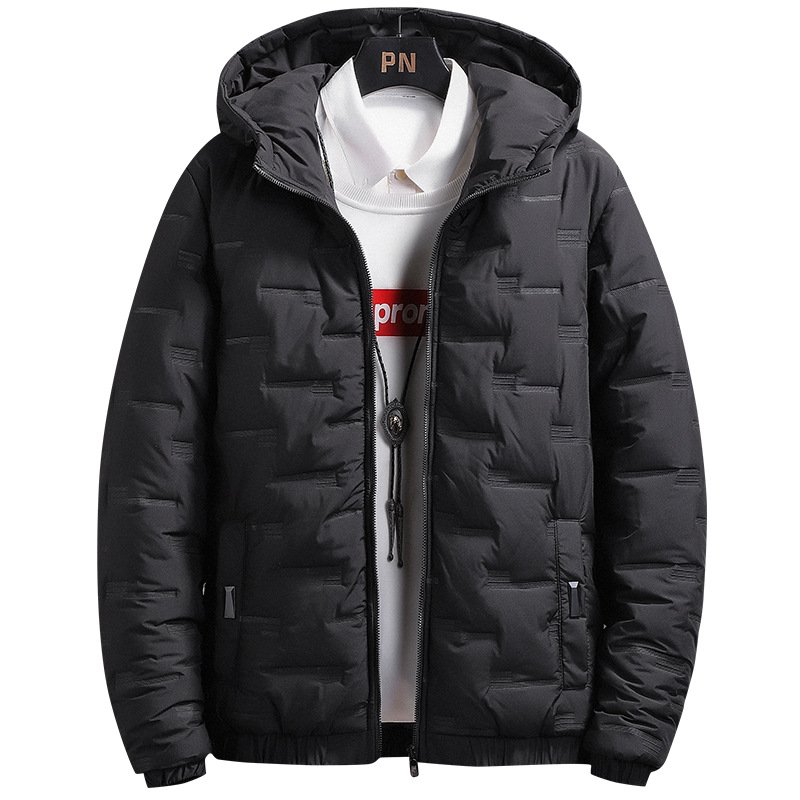 2023 winter padded jacket men's thickened warm jacket hooded outer wear Korean version casual down jacket suit men