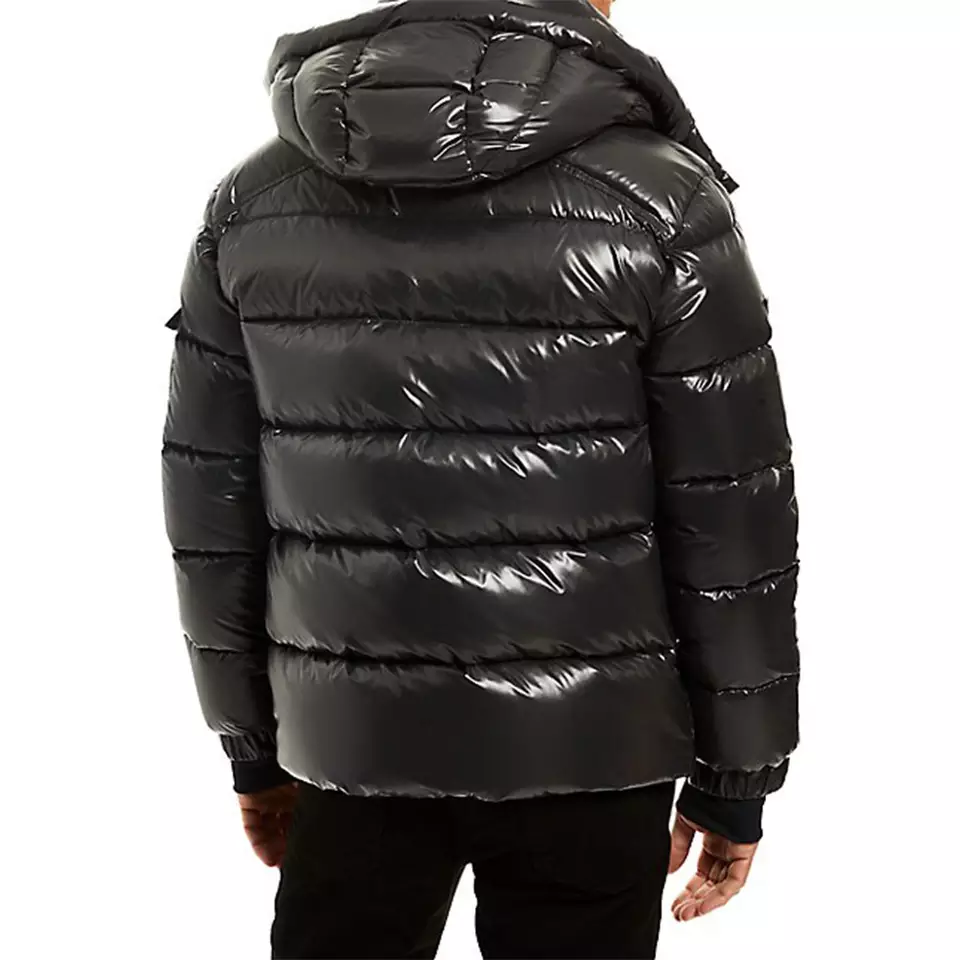 Custom Bubble Coats Logo Manufacturer Winter Oem Sublimation Warm Shiny Trendy Padded Black All Over Print Men Puffer Jacket
