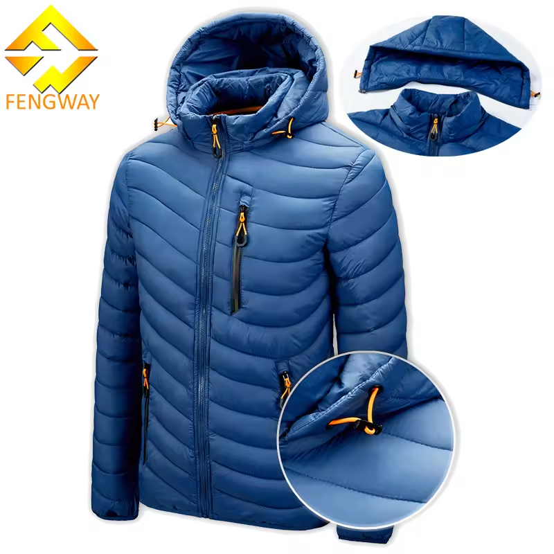 puffer jacket men Custom Outdoor Light Warm Duck Feather Nylon Hooded Dwon Jacket Winter Bubble Coat Filled Down Puffer Jackets