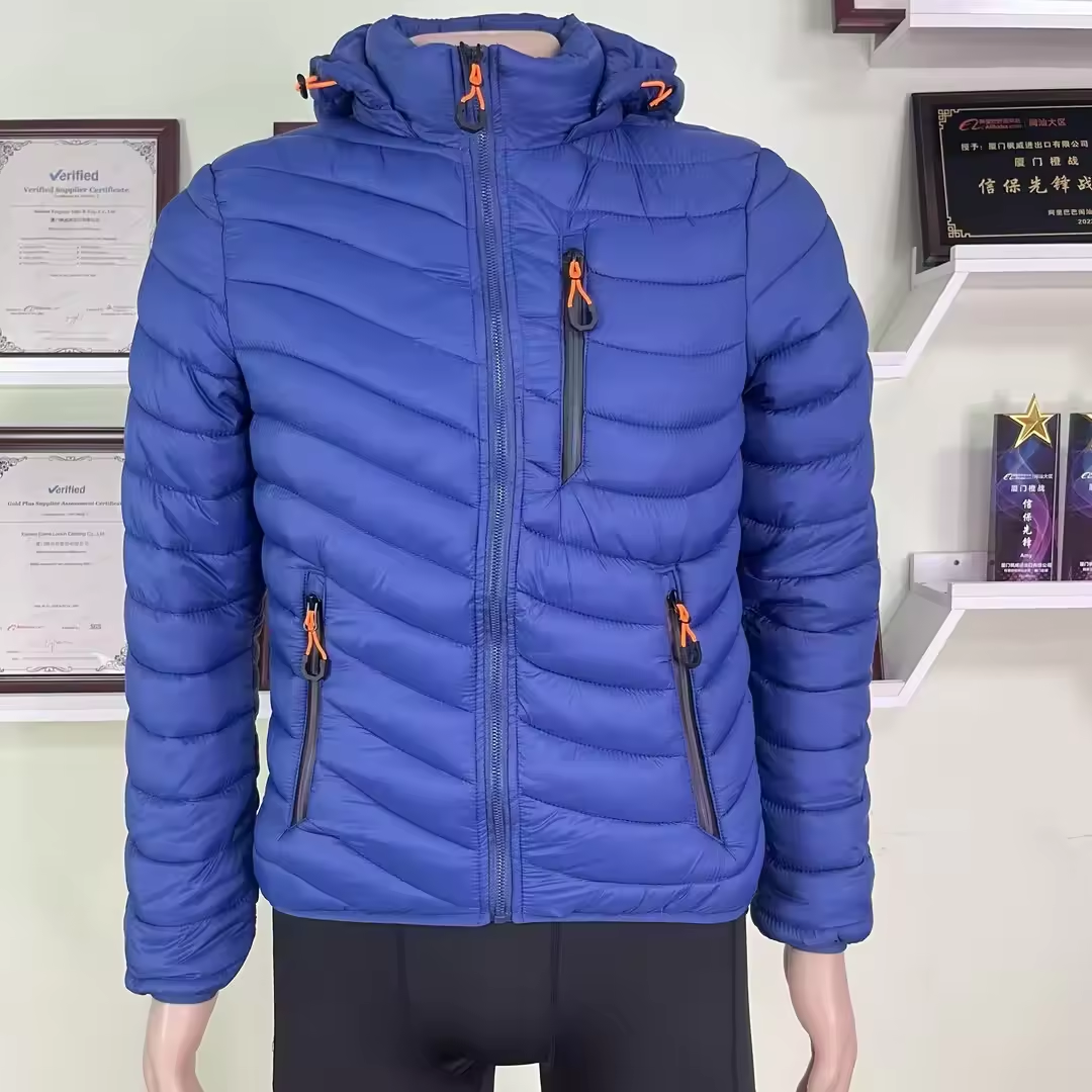 puffer jacket men Custom Outdoor Light Warm Duck Feather Nylon Hooded Dwon Jacket Winter Bubble Coat Filled Down Puffer Jackets