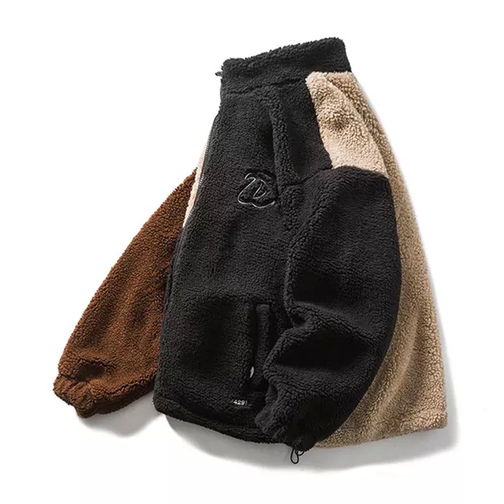 Custom High Quality Casual Men's jacket Stand Collar Thick Warm Zipped Winter Coats Men Fleece Jacket