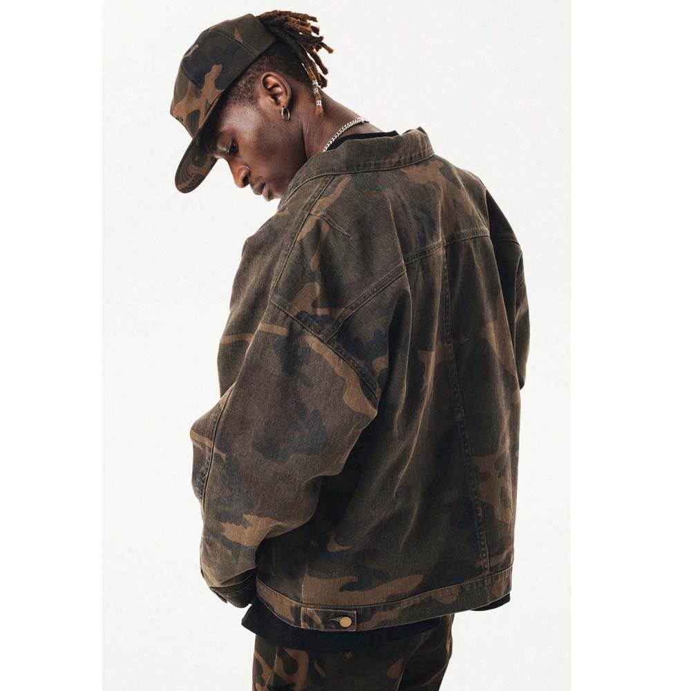 Fashionable denim plus size men's jackets stand collar mens varsity jackets camouflage button mens suit jackets