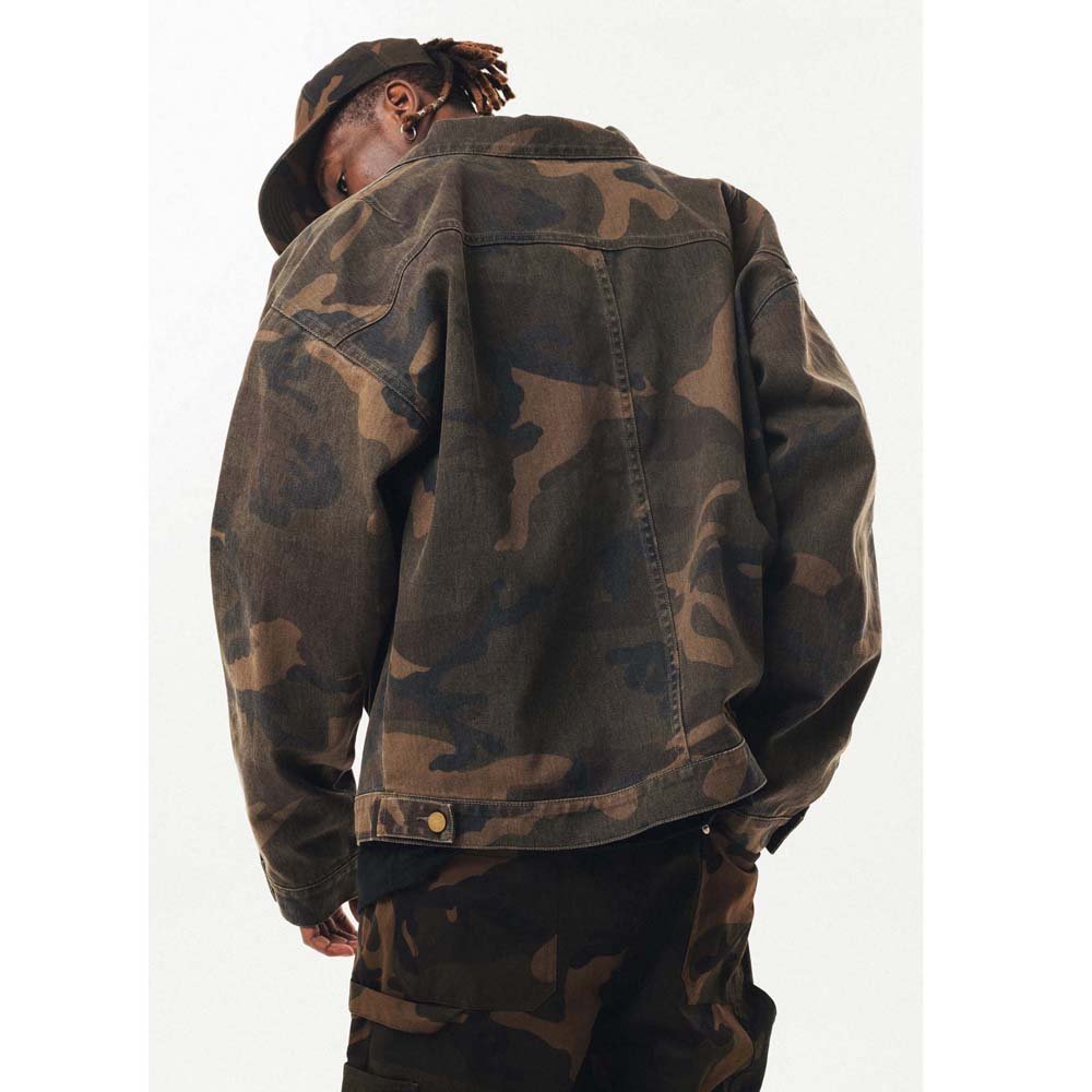 Fashionable denim plus size men's jackets stand collar mens varsity jackets camouflage button mens suit jackets