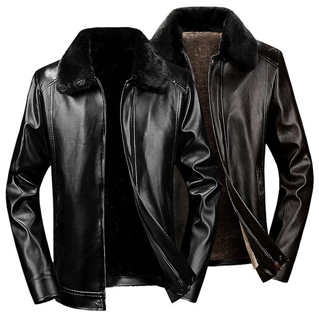 High quality men's casual stand collar zip up long sleeve solid color original leather fashion jacket