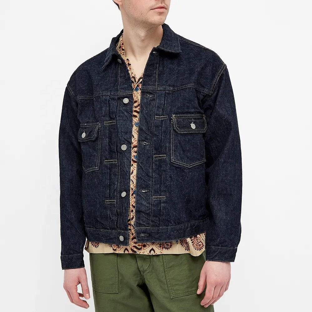 Custom Vintage Wash Men's Jeans Coats 100% Cotton Oversized Denim Jacket