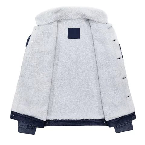 Men's Denim Jacket Windproof Thick Fleece Warm Coat Men Fashion Casual Fur Collar Brand Jacket Men