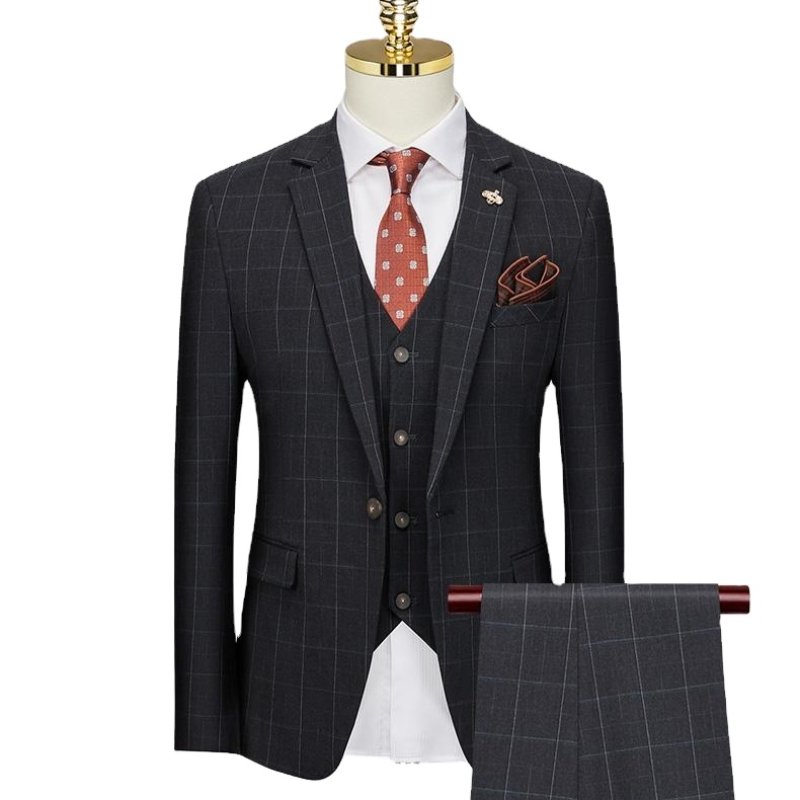 Handmade bespoke Man suit For Men Plaid 3-piece Set with Single Breasted Wedding Wedding Business Office Men's
