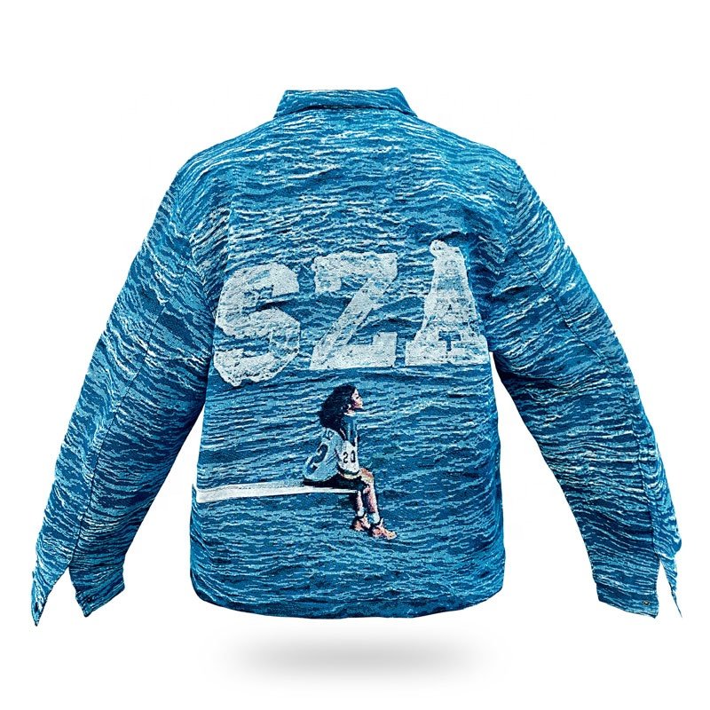 Men's Hip Hop Streetwear Zip-Up Tapestry Jacket Custom Quick SZA Clothing with Turn-Down Collar and Autumn Pattern custom